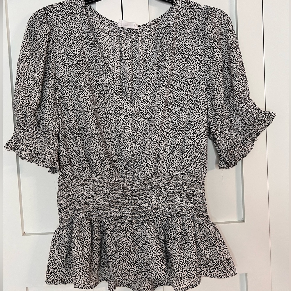 Sienna Sky Black and White Animal Print Top